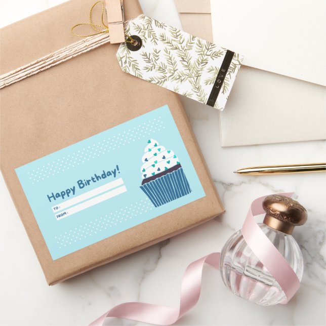 Blue Birthday Cupcake Sticker (Gifting)
