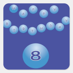 Blue Birthday for Boy Age 8 Square Sticker