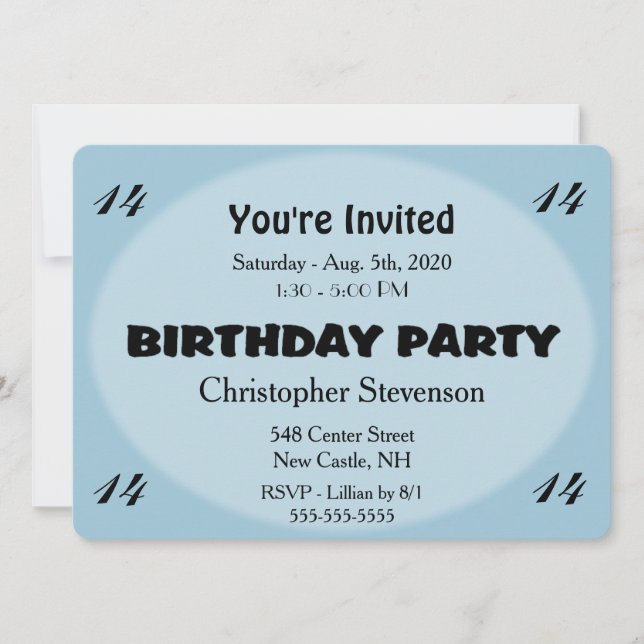 Blue Birthday Invitation (Front)