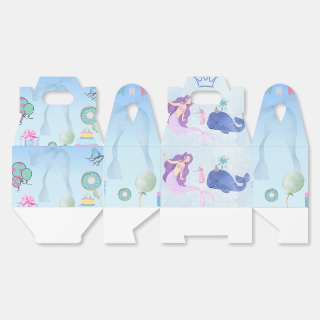 Blue  Birthday Invitation Favor Box (Unfolded)