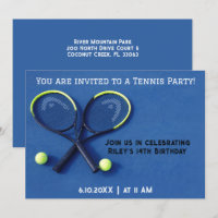 Blue Birthday Party Rackets and Balls Tennis