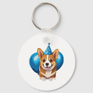 Blue Birthday Puppy Classic T-Shirt (1) Keychain
