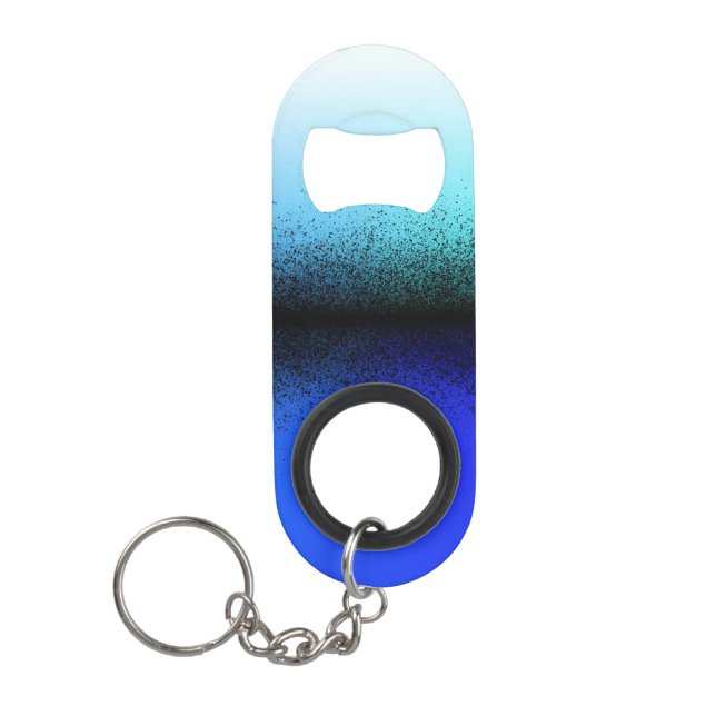 Blue Black Abstract Artwork Keychain Bottle Opener (Front)