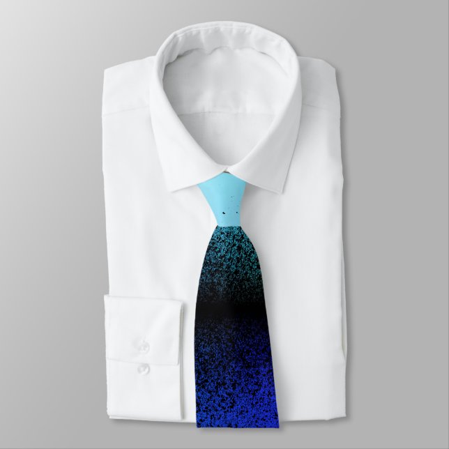 Blue Black Abstract Artwork Tie (Tied)