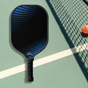 Blue Black Abstract Halftone Dots Custom Text Pickleball Paddle