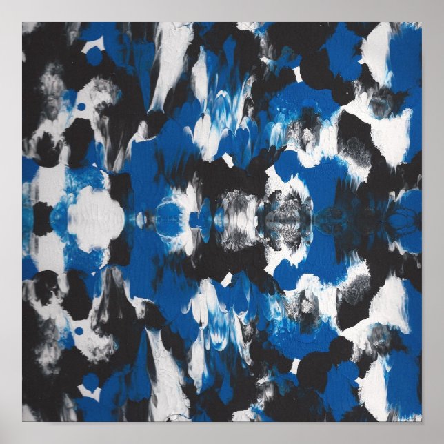 bLUE, BLACK ABSTRACT POSTER IDEAL FOR STUDIO OR CA (Front)