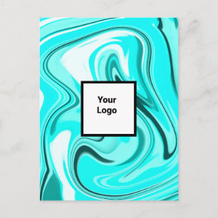 Blue black acrylic pour marble add your logo custo postcard