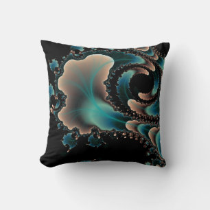 Blue Black and pink fractal art pillow