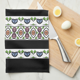 Blue Black and Pink With Orange Kitchen Towel