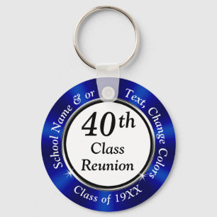 Blue, Black and White 40 Year High School Reunion Keychain