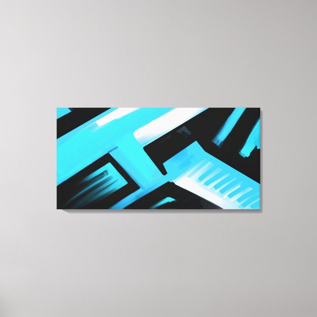 Blue Black and White Abstract Canvas Print (Front)