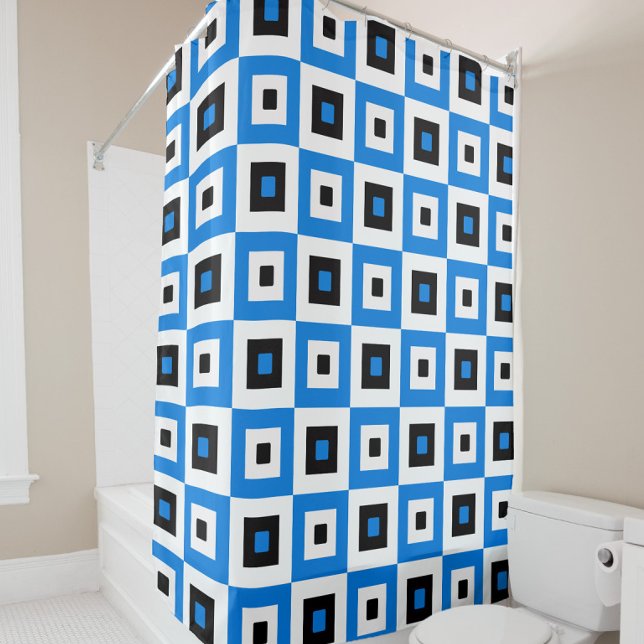 Blue Black and White Checkered Squares Pattern (Creator Uploaded)