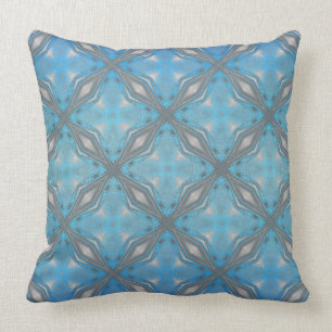 Blue, Black and White Diamonds with Waves Throw Pillow
