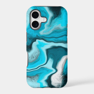 Blue, Black and White Marble Fluid Art