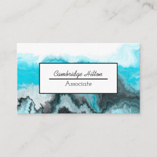 Blue, black and white Marble Fluid Art  Business Card