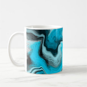 Blue, Black and White Marble Fluid Art Coffee Mug