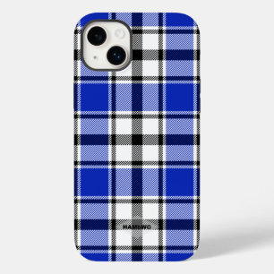 Blue, Black and White Plaid Iphone Case HAMbWG