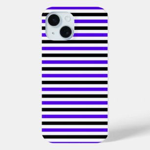 Blue Black and white stripes design iPhone 15 Case
