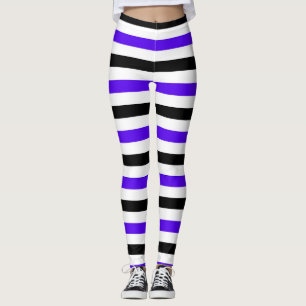 Blue Black and white stripes design Leggings