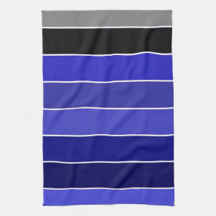 Blue, Black and White Stripes Kitchen Towel