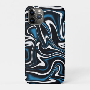 Blue, Black and White Swirls  iPhone 11 Pro Case