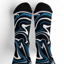 Blue, Black and White Swirls 