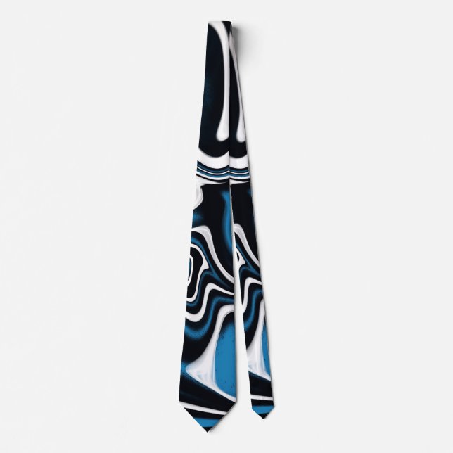 Blue, Black and White Swirls  Tie (Front)