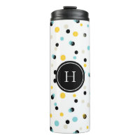 Blue Black and Yellow Confetti  Pattern Monogram