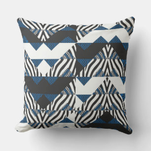 Blue/Black Animal Print Reversible Pillow