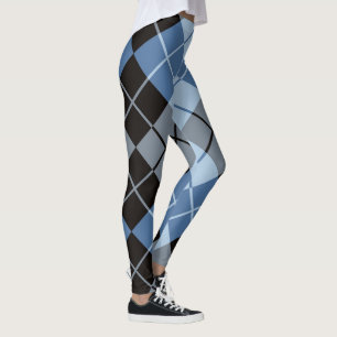 Blue Black Argyle  Leggings