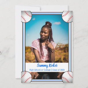 Blue & Black Baseball Graduation Announcement