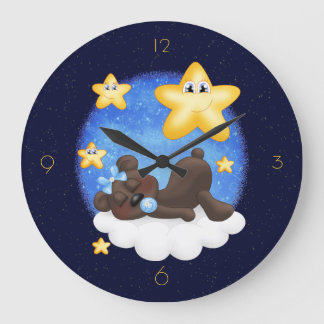Blue Black Bear Large Clock