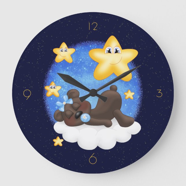 Blue Black Bear Large Clock (Front)