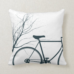 Blue black bike throw pillow