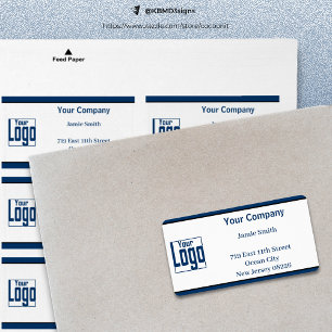 Blue Black Border Company Logo White Address Label