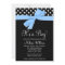 Blue Black Bow Polka Dot Baby Shower Invitations