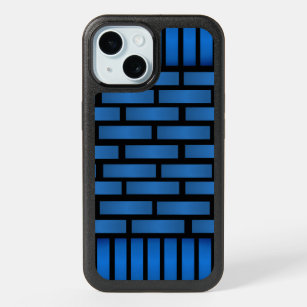 Blue Black Brick Pattern with Rectangles iPhone 15 Case