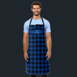 Blue Black Buffalo Plaid Lumberjack Personalized Apron<br><div class="desc">© 2020 Socialite Designs Inc.  The ever-popular buffalo plaid pattern design apron.  Personalize with a name or message in the custom text area.  Great to use for cooking,  cleaning,  gardening and crafts.</div>