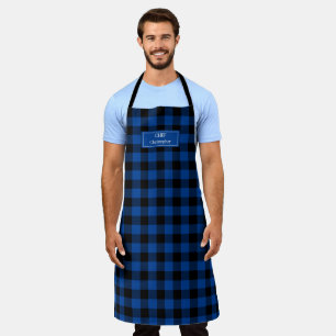 Blue Black Buffalo Plaid Lumberjack Personalized Apron