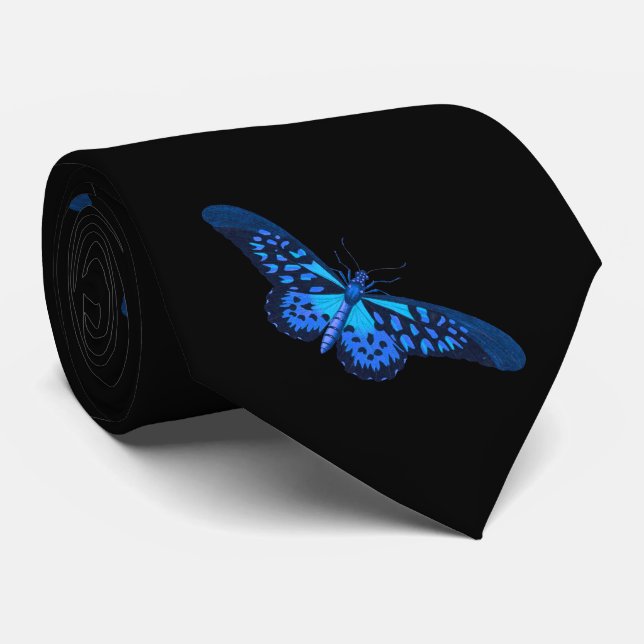 Blue Black butterfly Tie (Rolled)