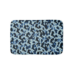 Blue Black Camo Abstract Pattern Bath Mat