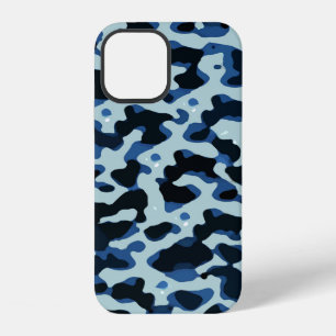 Blue Black Camo Abstract Pattern iPhone 12 Case