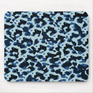 Blue Black Camo Abstract Pattern Mouse Pad