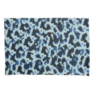 Blue Black Camo Abstract Pattern Pillowcase