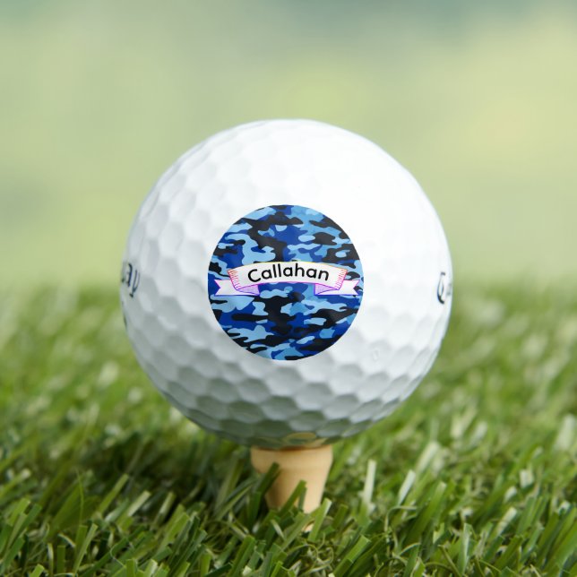 Blue & Black Camo Golf Balls - Custom Name (Insitu Tee)