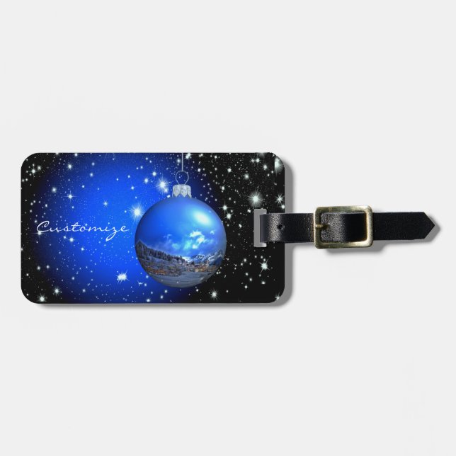 blue/black celestial ornament luggage tag (Front Horizontal)
