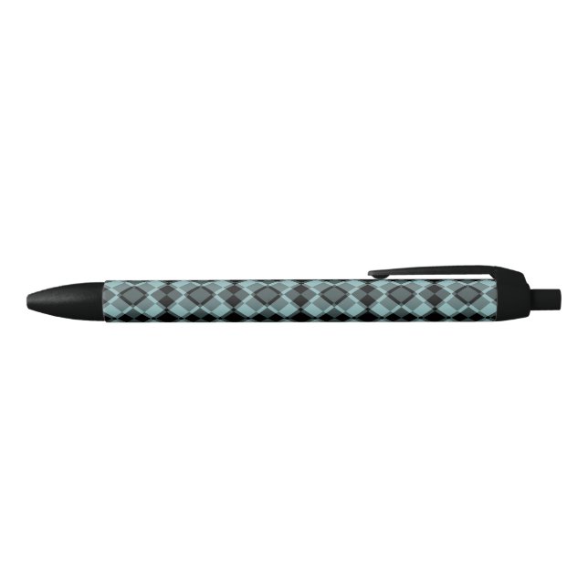 Blue Black Checker Argyle Pattern Ink Pen (Top)