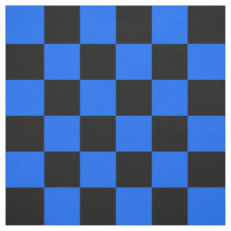 Blue Black Chequered Check Pattern Fabric