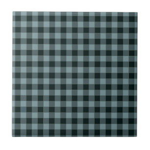Blue Black Chequered Gingham Pattern Tile