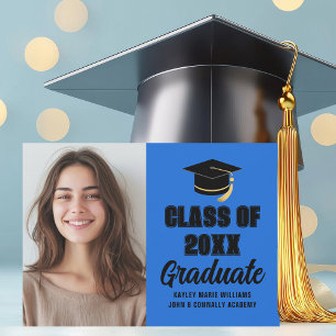 Blue Black Class of 2025 Graduate Photo Graduation Announcement